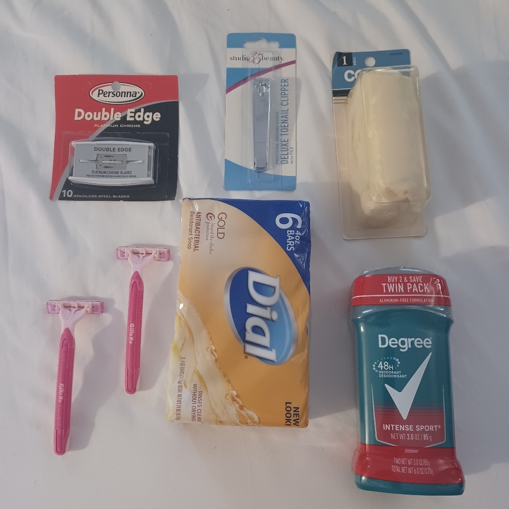 Bathroom Junk Drawer  Dial soap 6 pk Degree Deodorant 2 pk nail clipper + more